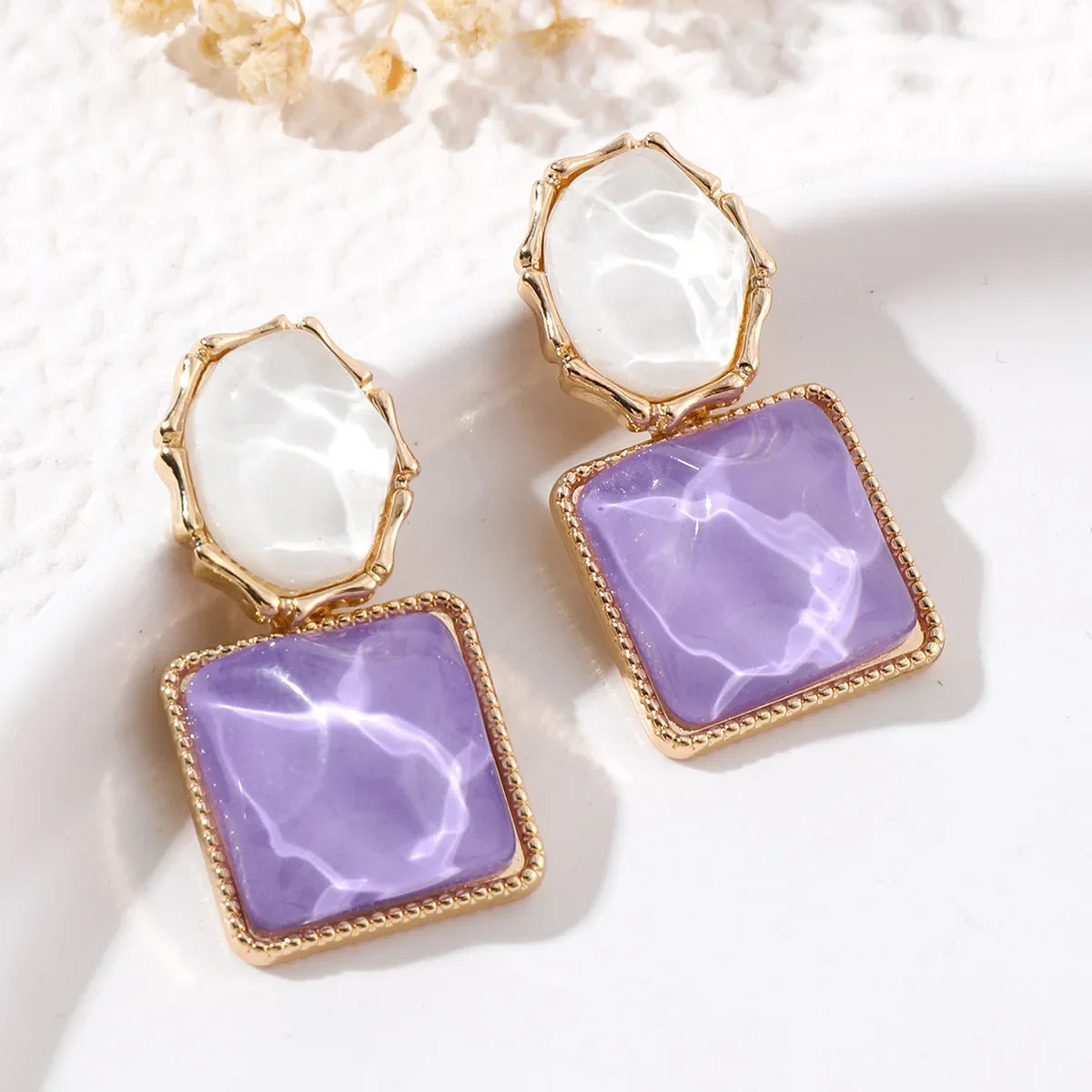 Asymmetry Water Ripple Square Dangle Earrings for Women New Unique Design Light Luxury Earring Fashion Jewelry Accessories