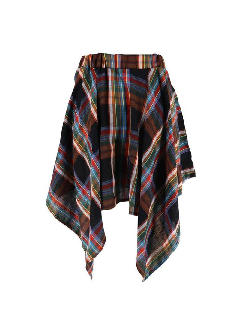 Asymmetrical Hem Skirt, Plaid Print Casual Knee Length Skirt for Fall & Winter, Women'S Bottoms for Daily Wear