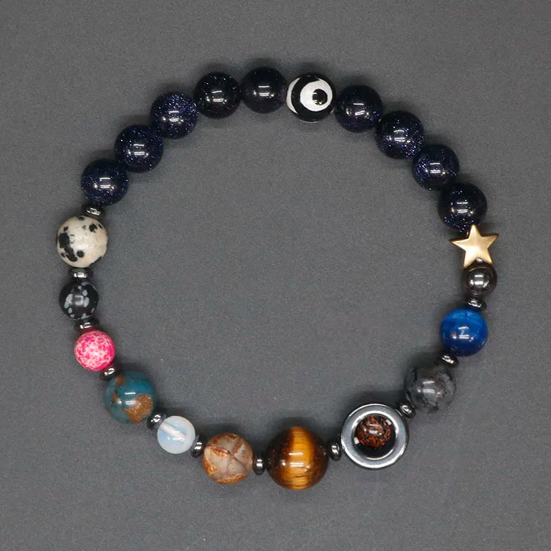 Universe Solar System Bracelet with Natural Stone Eight Planets Bracelet