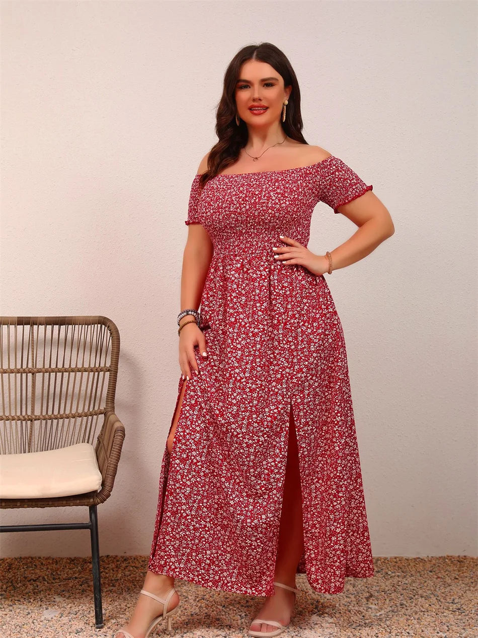 Curvy Floral Off-Shoulder Maxi Dress | Summer 2025 Beach Vibes