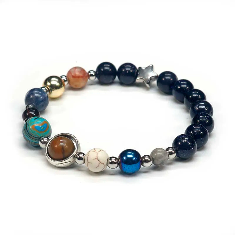 Universe Solar System Bracelet with Natural Stone Eight Planets Bracelet