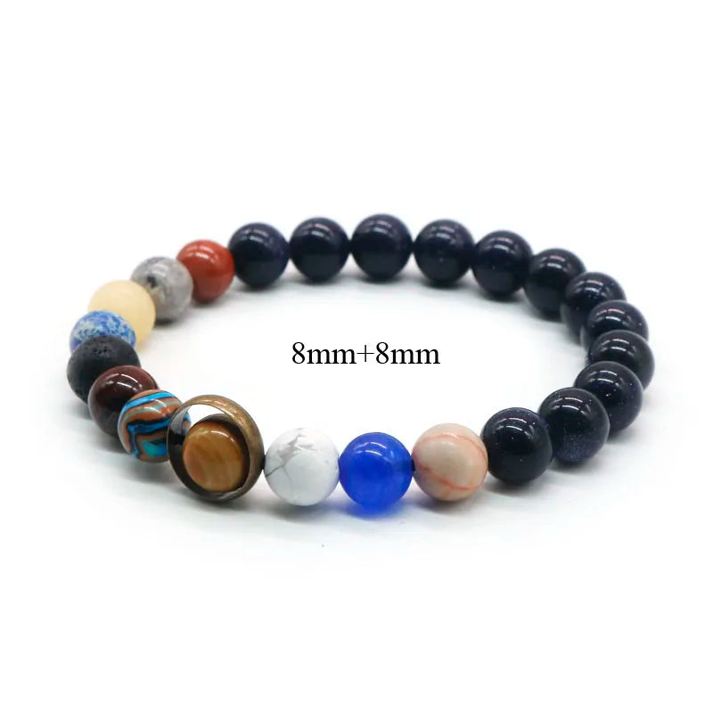 Universe Solar System Bracelet with Natural Stone Eight Planets Bracelet