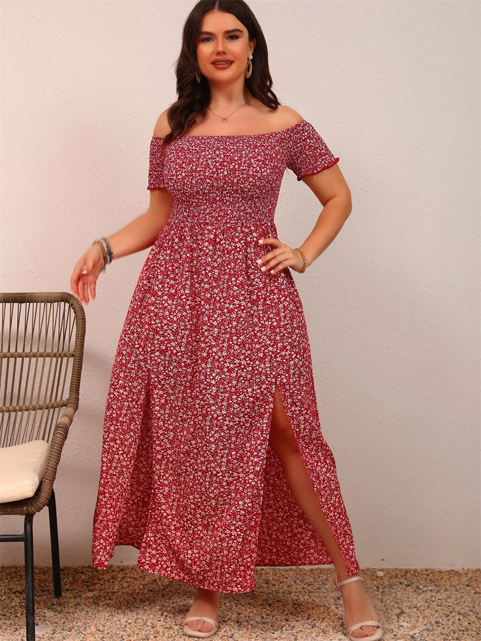Curvy Floral Off-Shoulder Maxi Dress | Summer 2025 Beach Vibes