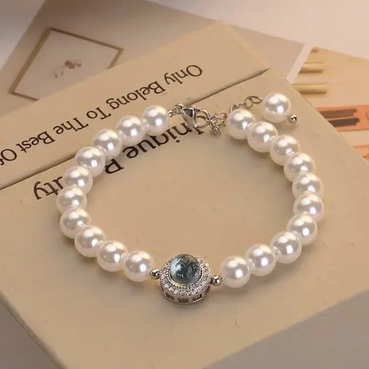 Silver Blue Pearl Bracelet - Luxury Charm Bracelets