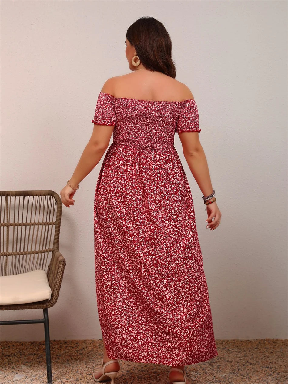Curvy Floral Off-Shoulder Maxi Dress | Summer 2025 Beach Vibes