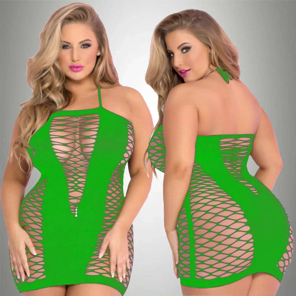 Women Sexy Fishnet Bodycon Clubwear Hot Transparent Dress Underwear Erotic