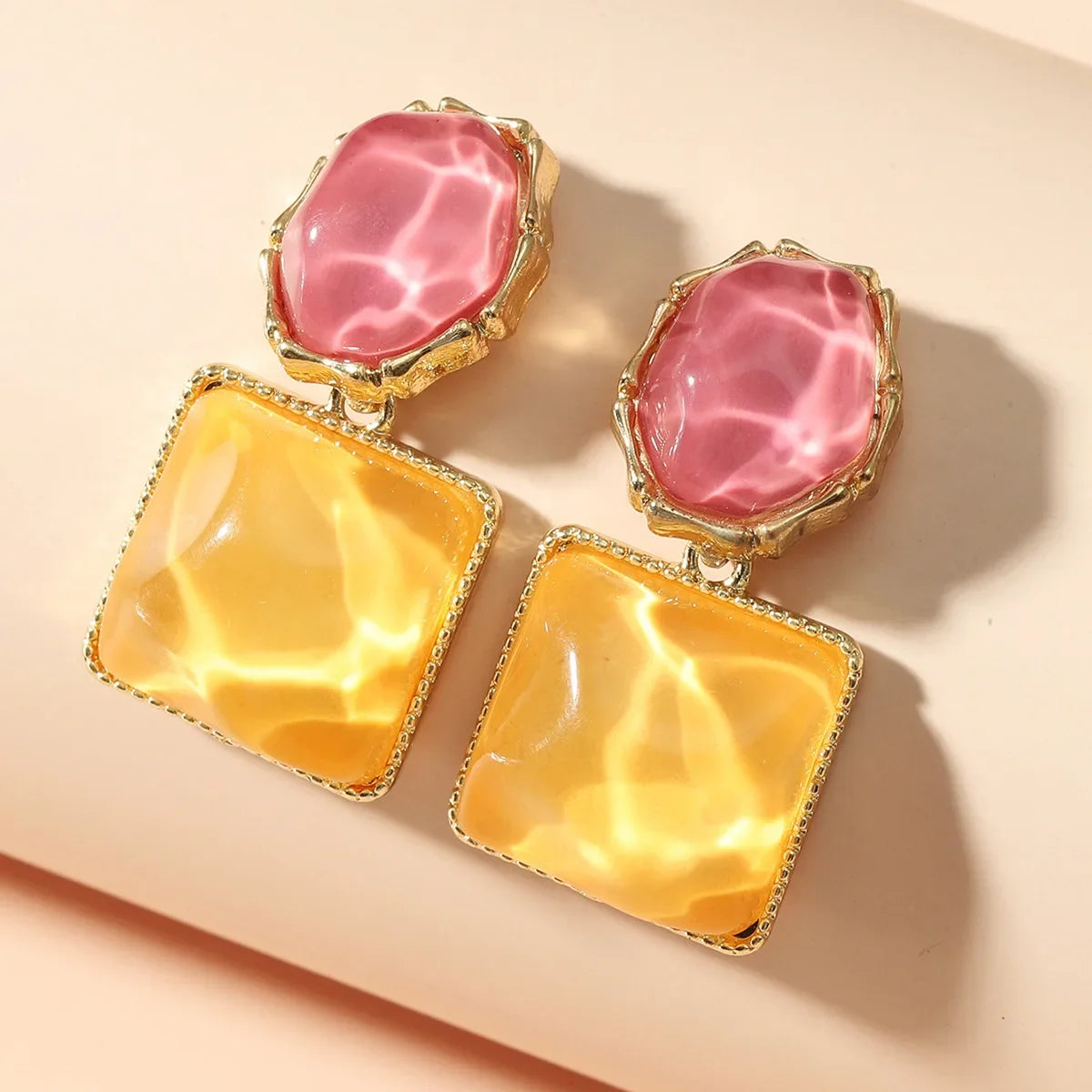 Asymmetry Water Ripple Square Dangle Earrings for Women New Unique Design Light Luxury Earring Fashion Jewelry Accessories