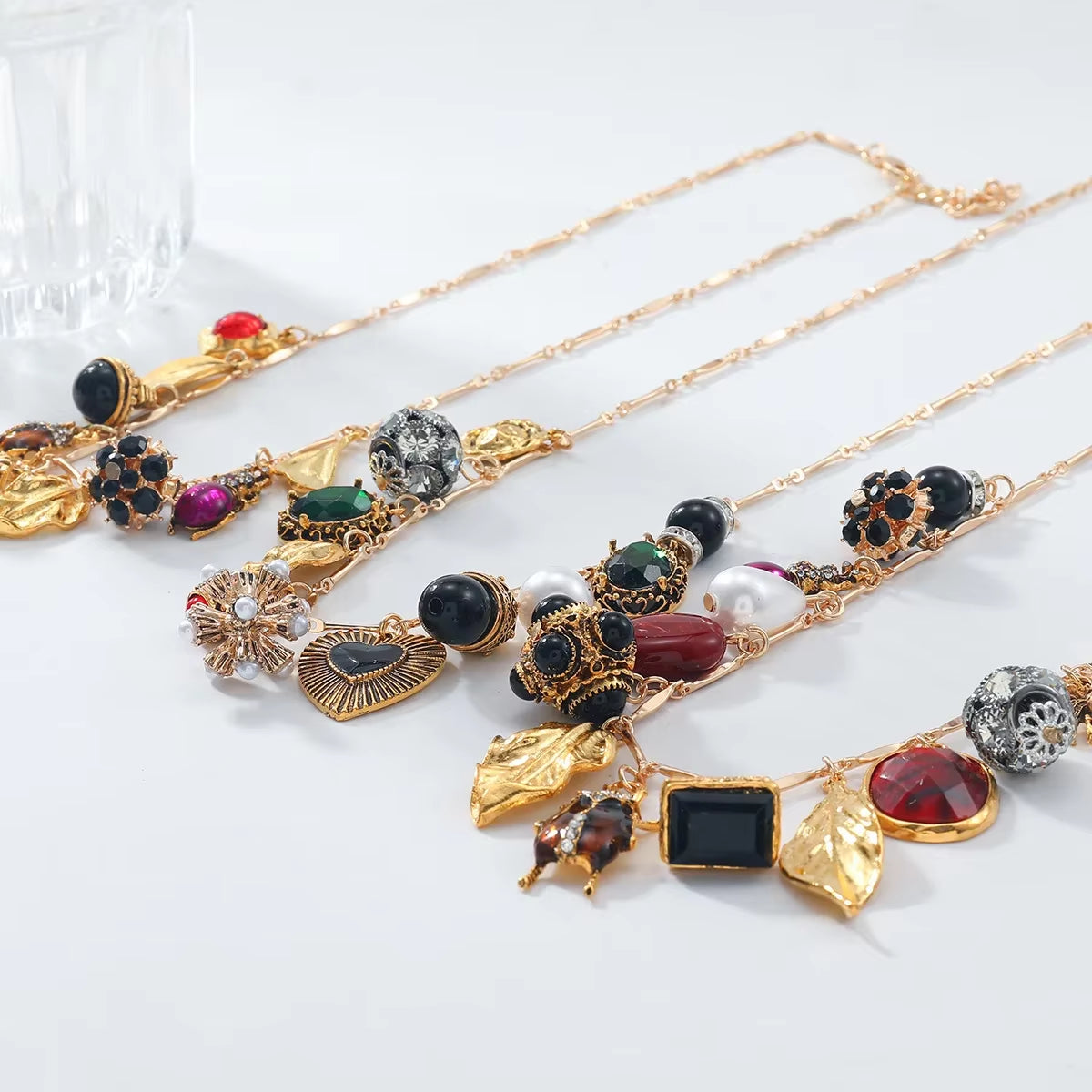 Multi Layer  Retro Insect Leaf Pendant Necklace