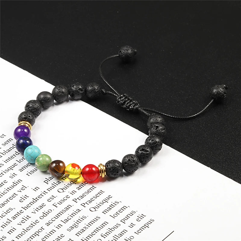 7 Chakra Natural Stone Bracelet Jewelry Adjustable