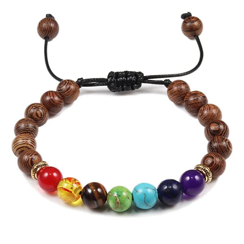 7 Chakra Natural Stone Bracelet Jewelry Adjustable