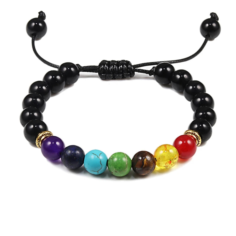 7 Chakra Natural Stone Bracelet Jewelry Adjustable