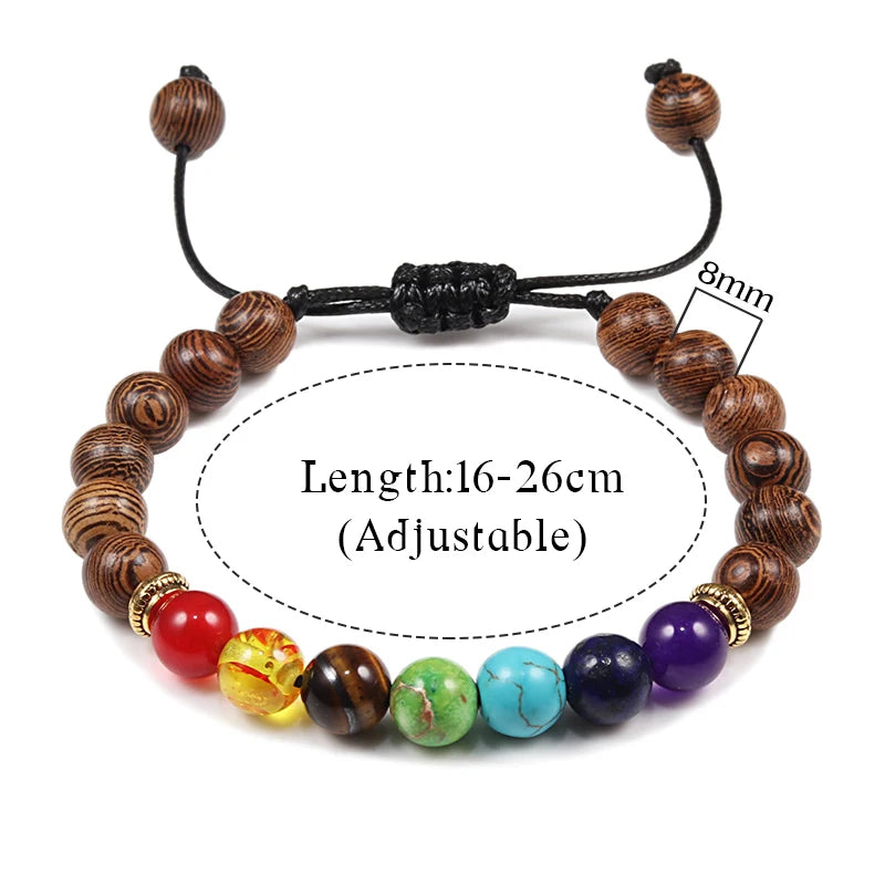 7 Chakra Natural Stone Bracelet Jewelry Adjustable