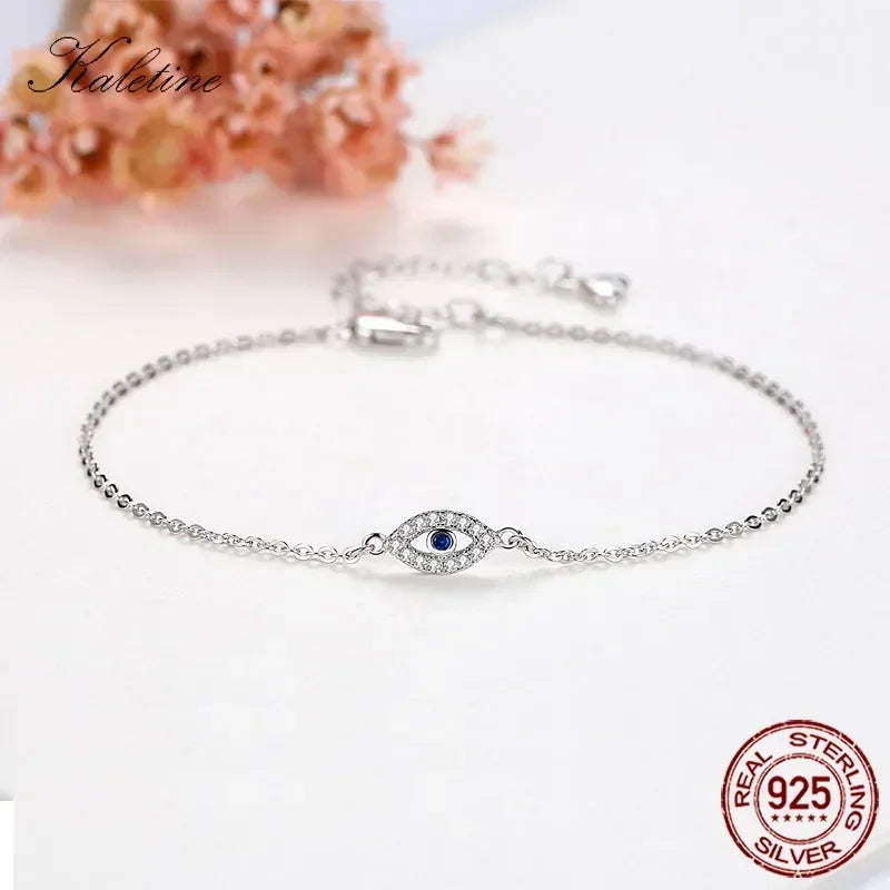 Lucky Evil Eye Silver Bracelet | 925 Sterling, Blue CZ Charm