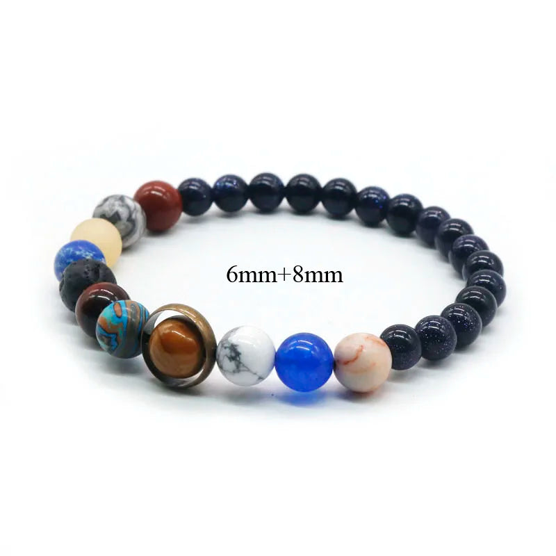 Universe Solar System Bracelet with Natural Stone Eight Planets Bracelet