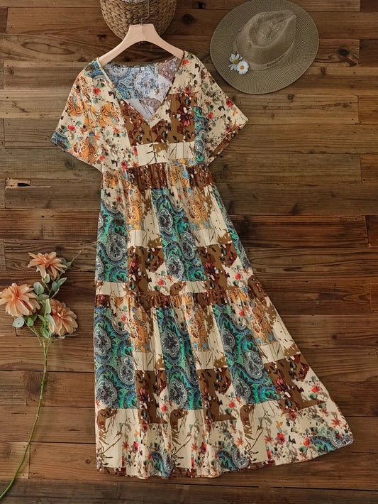 Plus Size Women'S Summer Maxi Dress  High Waist Long Fluttering Dresses
