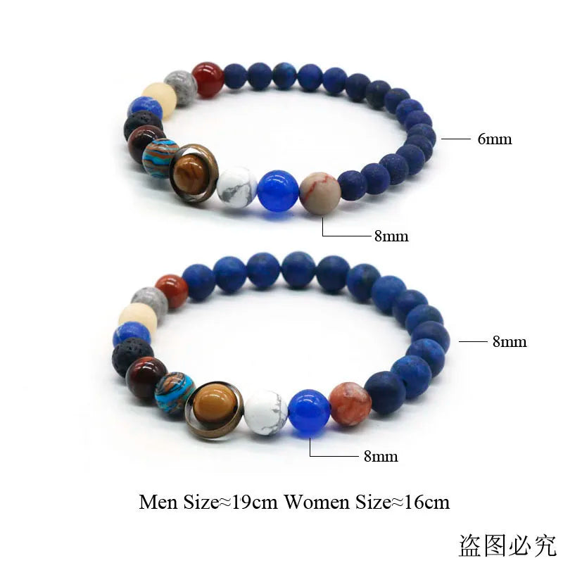 Universe Solar System Bracelet with Natural Stone Eight Planets Bracelet