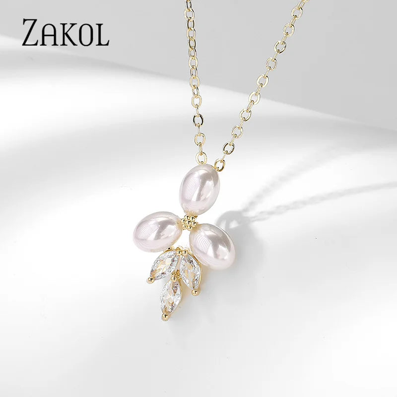 Marquise Zirconia CZ Stone  Earrings for Women Delicate Irregular Pearls Bridal Wedding Jewelry Birthday Gift