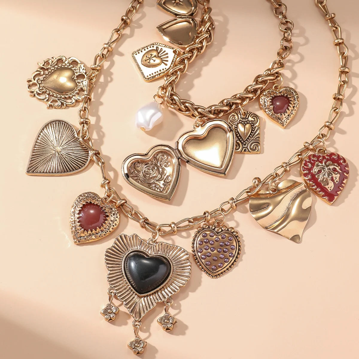  Women Vintage Double Layered Choker Chain Necklaces Party Jewelry Gifts
