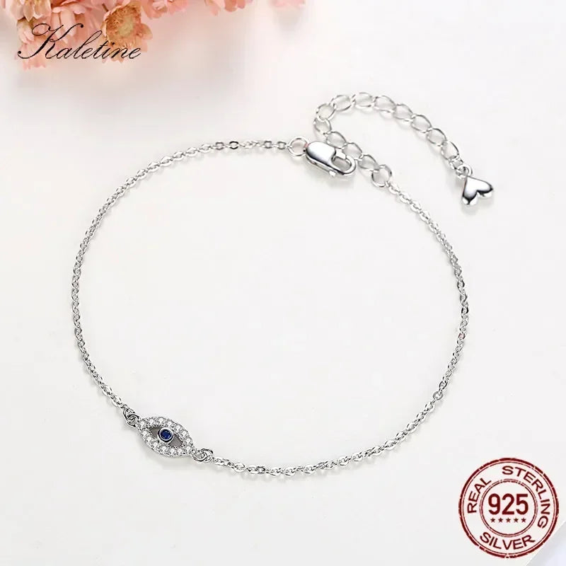 Lucky Evil Eye Silver Bracelet | 925 Sterling, Blue CZ Charm