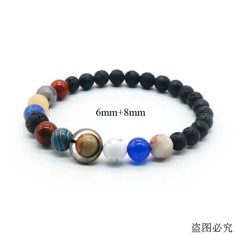 Universe Solar System Bracelet with Natural Stone Eight Planets Bracelet