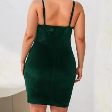 Plus Size Casual Sleeveless Cowl Neck Slim Dress 