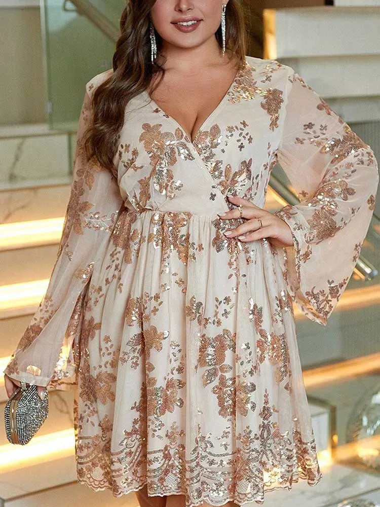 Mesh Sleeve Evening Dress  for Date Nights & Events