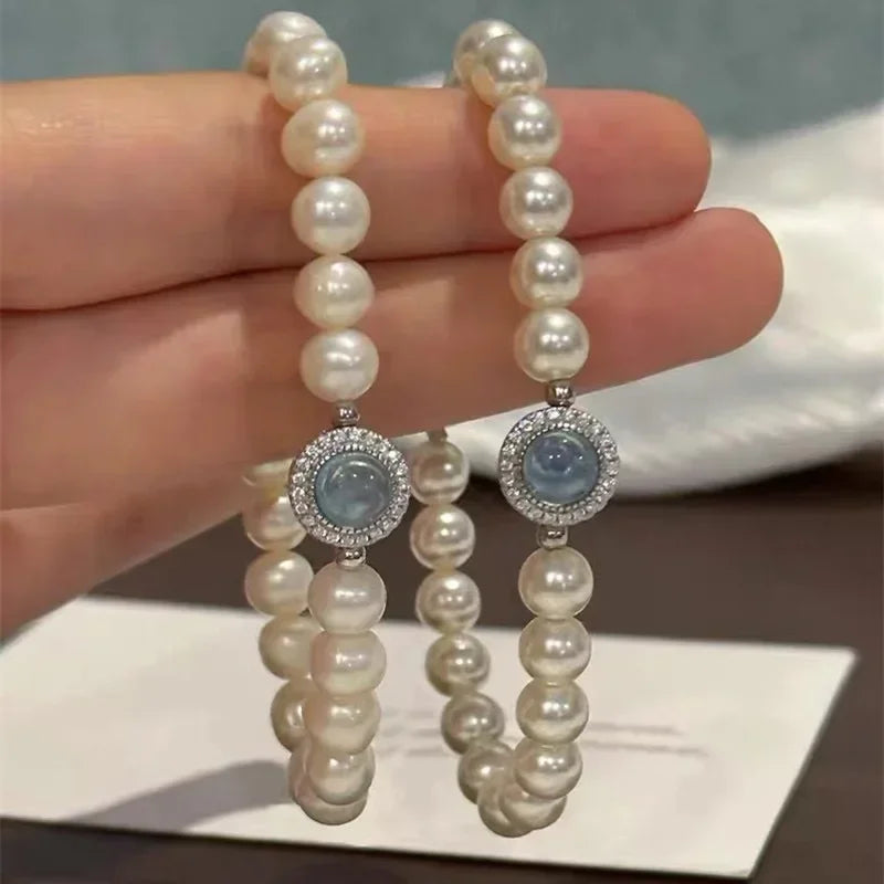 Silver Blue Pearl Bracelet - Luxury Charm Bracelets 