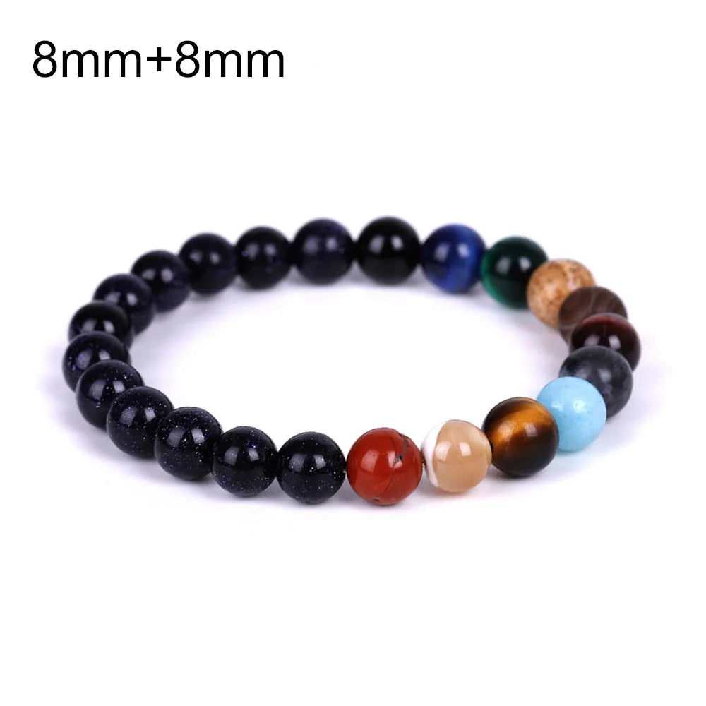 Universe Solar System Bracelet with Natural Stone Eight Planets Bracelet