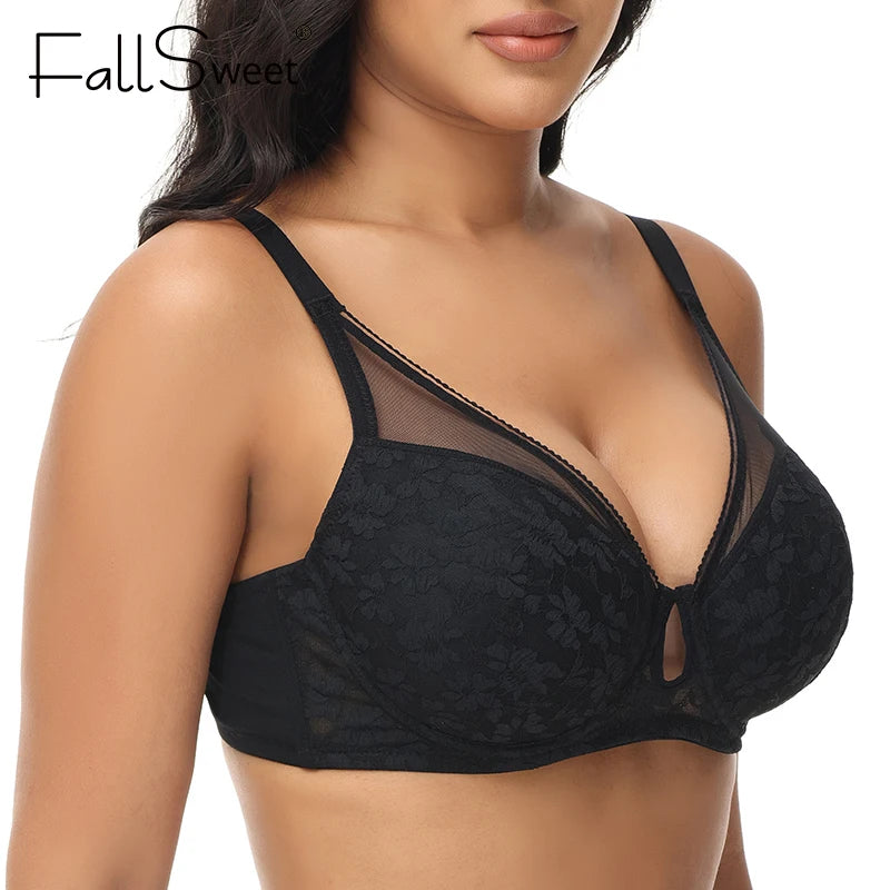 Plus Size Push-Up Underwire Bra | Sexy Hollow Out Lingerie, Thin Cup (34-44DD)