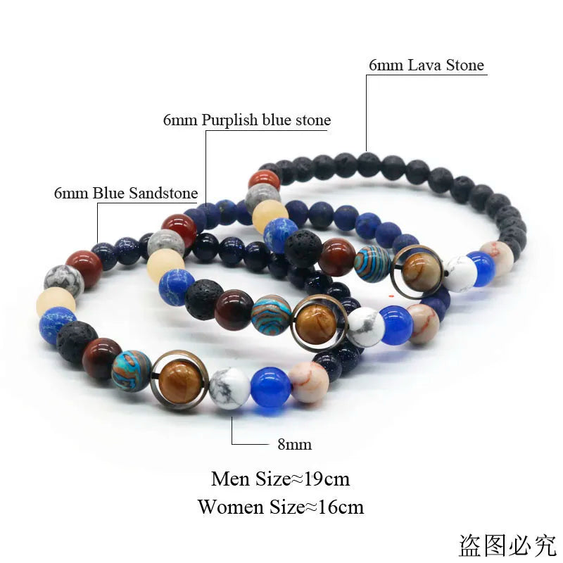 Universe Solar System Bracelet with Natural Stone Eight Planets Bracelet