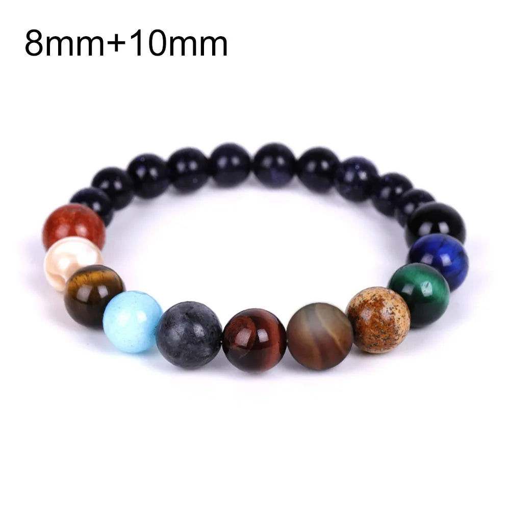 Universe Solar System Bracelet with Natural Stone Eight Planets Bracelet