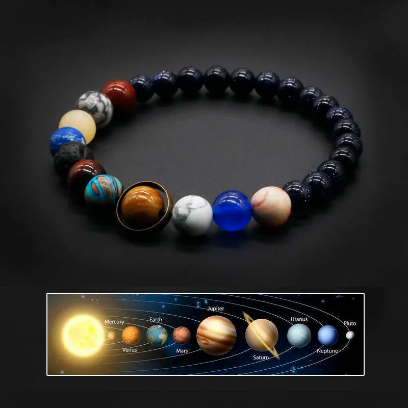 Universe Solar System Bracelet with Natural Stone Eight Planets Bracelet