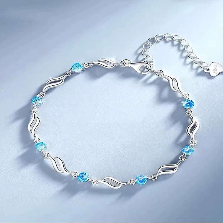Silver Blue Pearl Bracelet - Luxury Charm Bracelets 