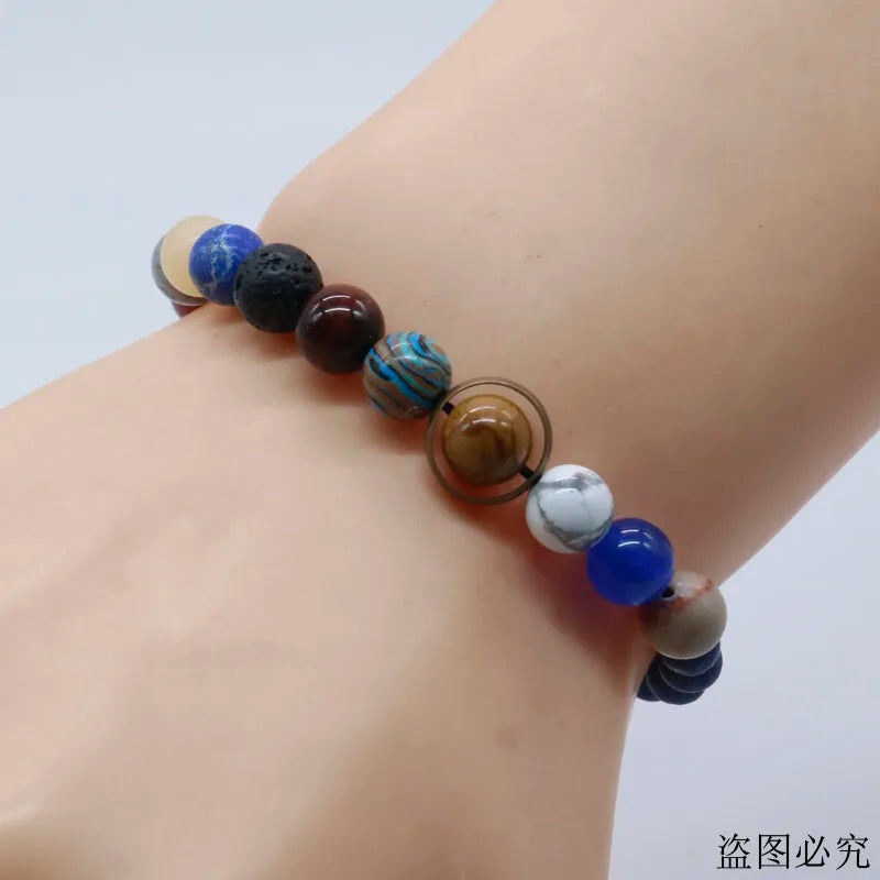 Universe Solar System Bracelet with Natural Stone Eight Planets Bracelet