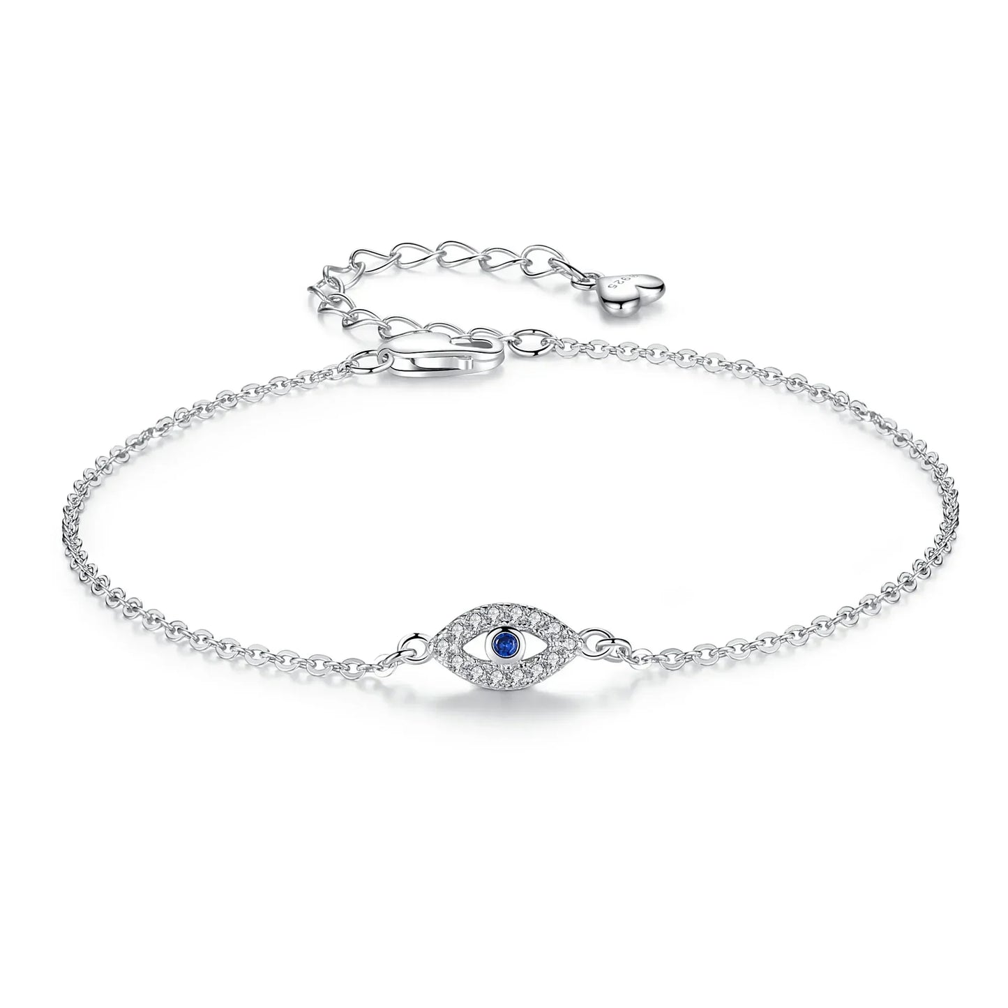 Lucky Evil Eye Silver Bracelet | 925 Sterling, Blue CZ Charm