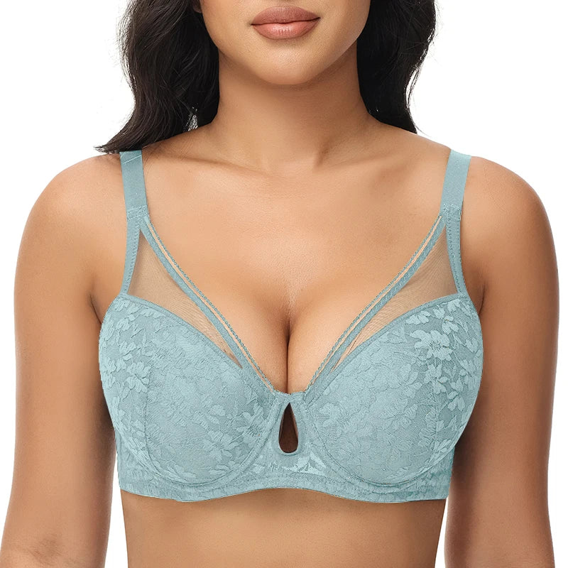 Plus Size Push-Up Underwire Bra | Sexy Hollow Out Lingerie, Thin Cup (34-44DD)