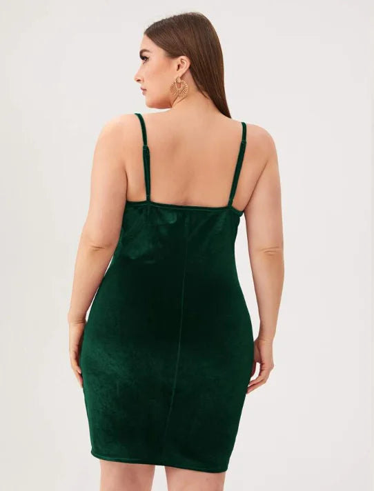 Plus Size Casual Sleeveless Cowl Neck Slim Dress 