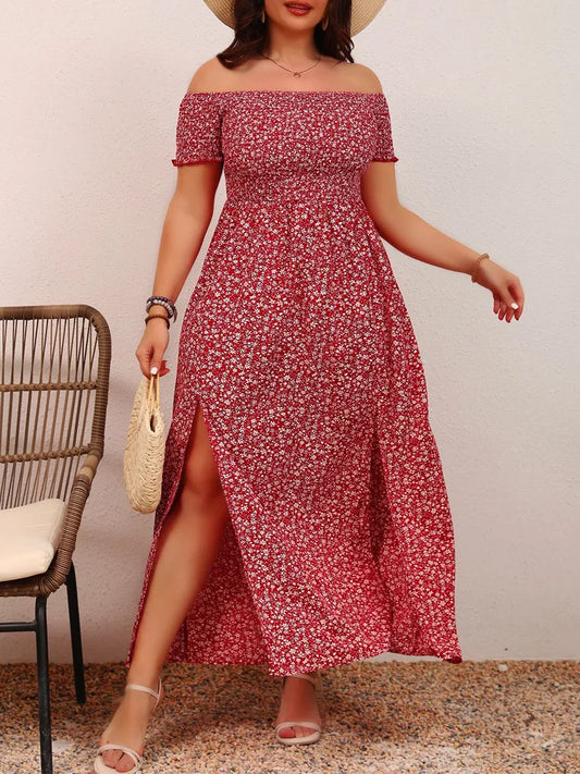Curvy Floral Off-Shoulder Maxi Dress | Summer 2025 Beach Vibes