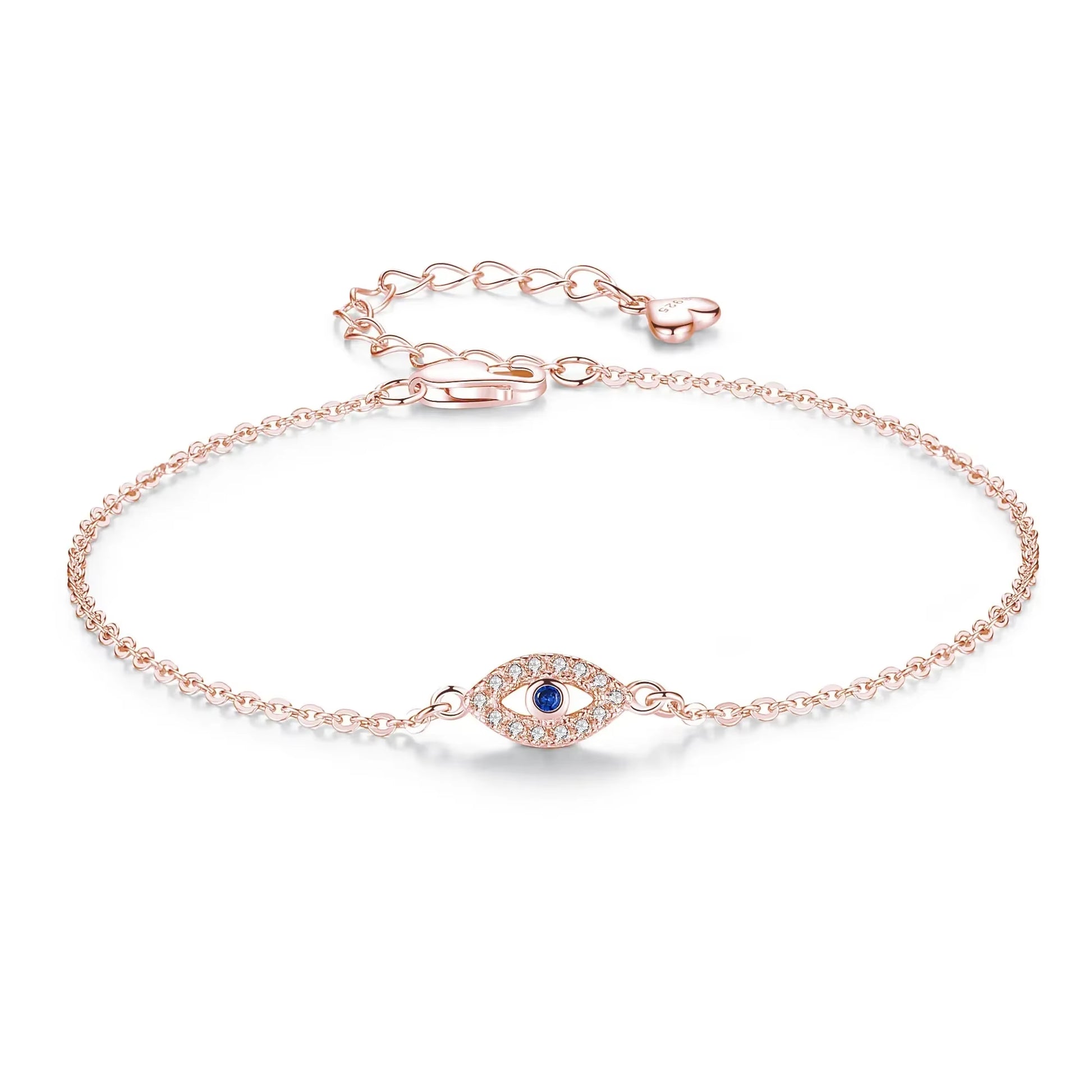 Lucky Evil Eye Silver Bracelet | 925 Sterling, Blue CZ Charm