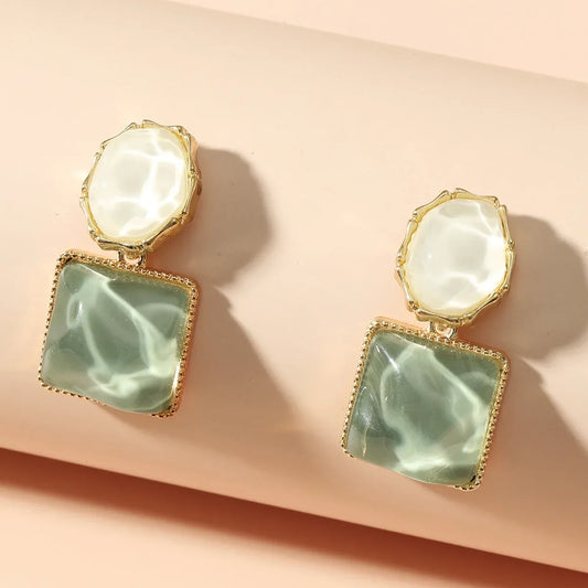 Asymmetry Water Ripple Square Dangle Earrings for Women New Unique Design Light Luxury Earring Fashion Jewelry Accessories